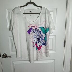 Disney White Tee with Mermaid and Geometric Print
